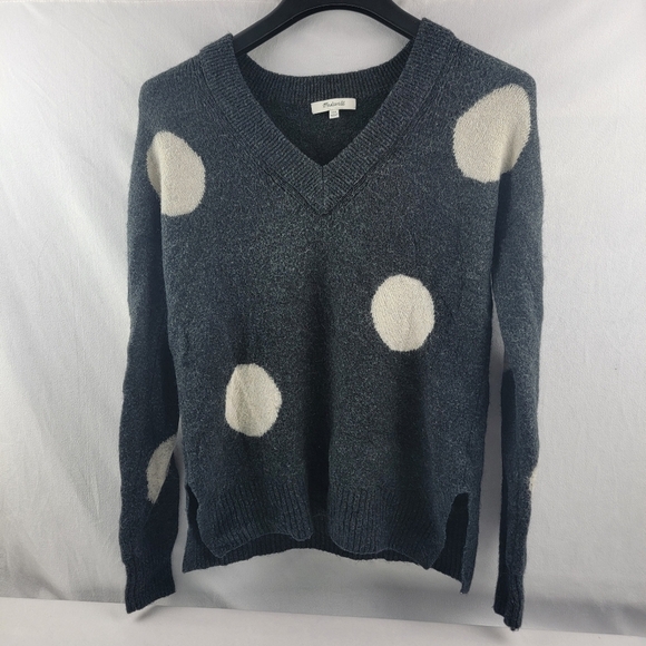 Madewell dotted Bartlett vneck pullover sweater merino wool & alpaca blend XXS - Picture 3 of 7